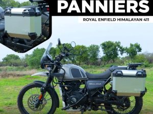 ZANA Panniers( 36 LTR )Aluminium L-Flat Silver With Frame For Himalayan 411 – ZI-8494 LS