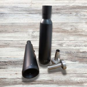 Image Adaptable Slip-On Silencer (Pair)- FAT CANS-BLACK FINISH For Royal Enfield Interceptor 650 / Continental GT 650 – SS Motocorp