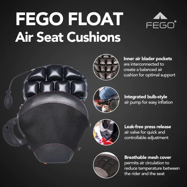 Image FEGO Float Advanced Air Suspension Seat and With Built In Air Pump – Black