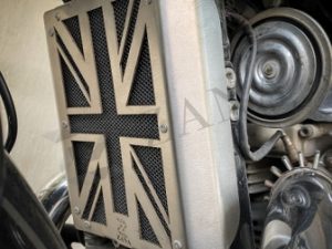 Image New UK Flag Radiator Grill Silver With Black for GT/Interceptor 650- ZANA, ZI-8098