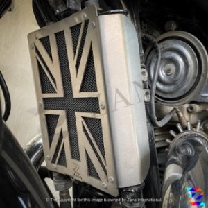 Image New UK Flag Radiator Grill Silver With Black for GT/Interceptor 650- ZANA, ZI-8098