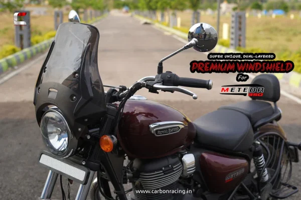 Image Premium Smoked Windshield for Royal Enfield Meteor 350 – Carbon Racing