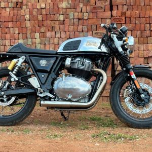 Image Royal Enfield-2 x 2 Full System Exhaust with SHORT CANS – Interceptor 650 / Continental GT650 – SS Motocorp