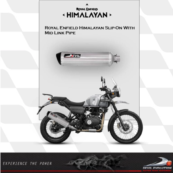 Image Royal Enfield Himalayan Slip-On Devil Exhaust With Mid Link Pipe – Part no. D2.1L – 520 mm Extended Body