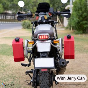 Image Silver Saddle Stay for Himalayan(2016-22) & Scram 411(2022) with Exhaust Shield with Jerry Can Mounting by ZANA-ZI-8149