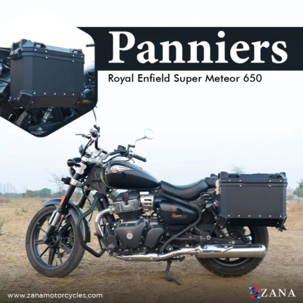 Image ZANA Panniers( 36 LTR ) Aluminium L-Flat Black With Frame For Super Meteor 650 (Coming Soon) – ZI-8500 LB