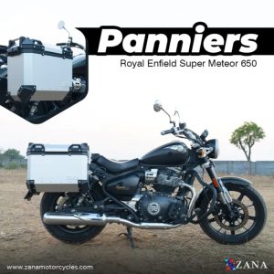 Image ZANA Panniers( 36 LTR ) Aluminium L-Flat Silver With Frame For Super Meteor 650 (Coming Soon) – ZI-8500 LS