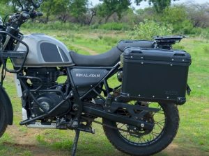 Image ZANA Panniers( 36 LTR ) Aluminium R-Flat Black With Frame For Himalayan 411 – ZI-8494 RB