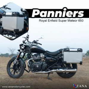 Image ZANA Panniers( 36 LTR ) Aluminium R-Flat Silver With Frame For Super Meteor 650 (Coming Soon) – ZI-8500 RS