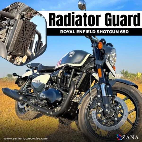 Image ZANA Radiator Guard For Royal Enfield Shotgun 650 (Black UK Flag Stainless Steel ) – ZI-8285