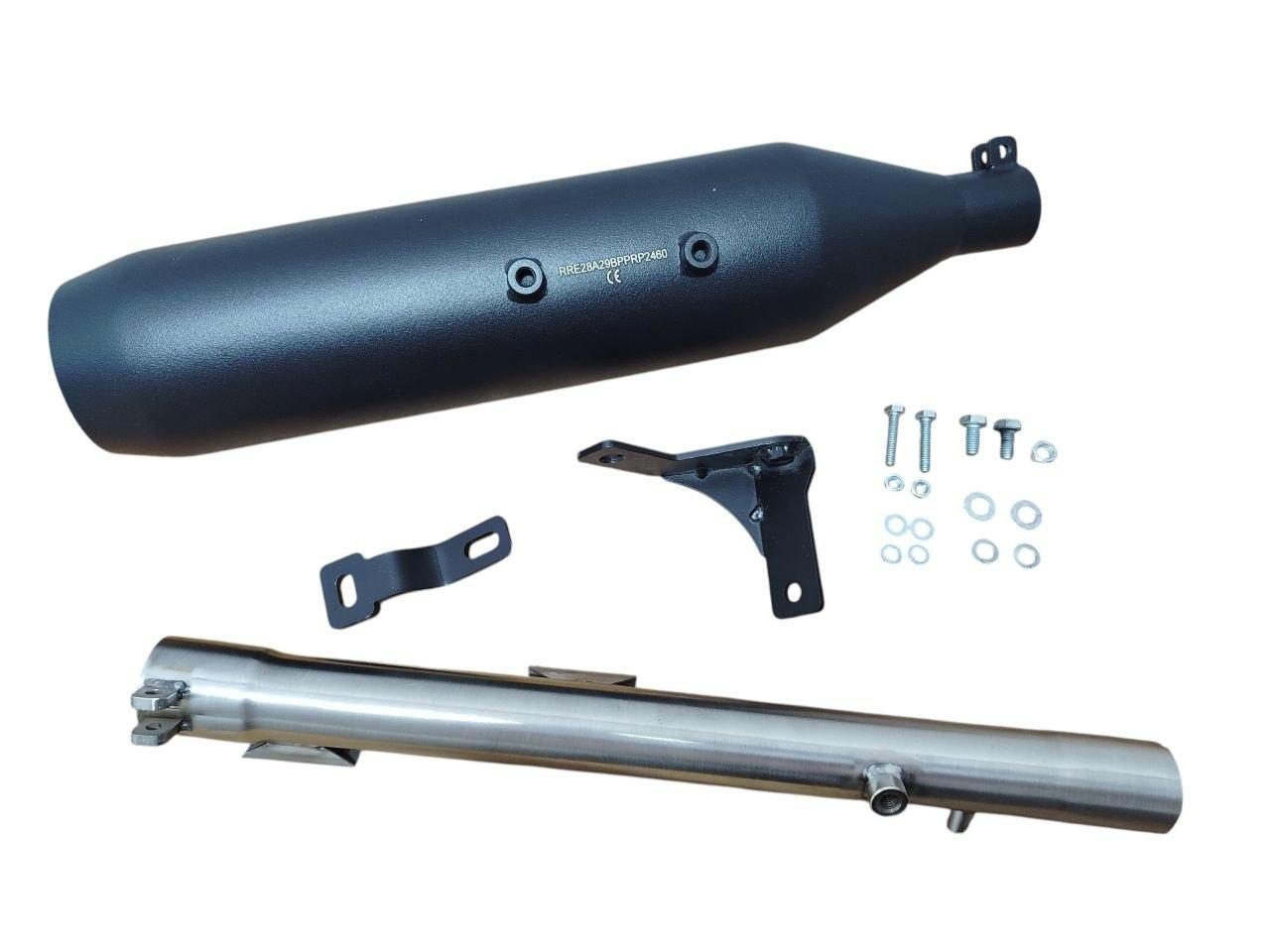 Red Rooster Polestar Pro Black Matte Exhaust for RE Meteor 350 — изображение 3