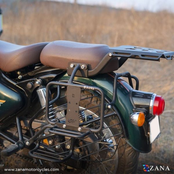 Image ZANA Saddle Stays Mild Steel With Exhaust Sheild With Jerry Can Mounting Texture Matt Black For Classic 350 Reborn – ZI-8348