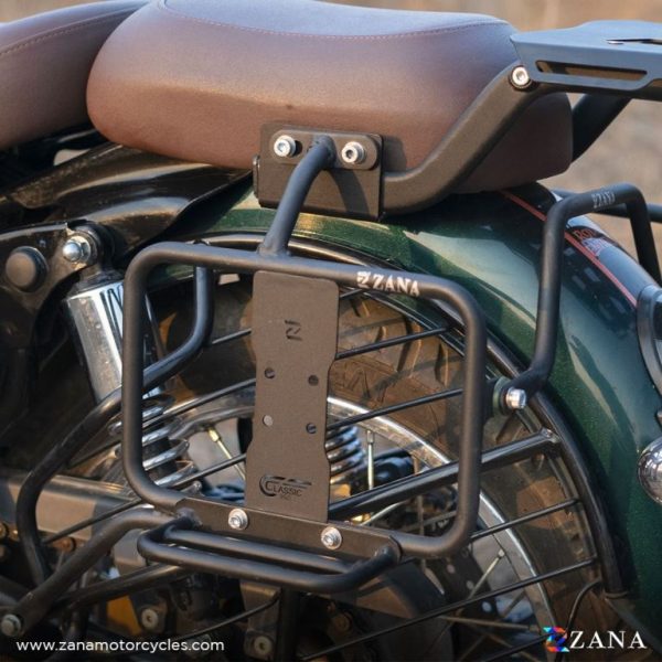 Image ZANA Saddle Stays Mild Steel With Exhaust Sheild With Jerry Can Mounting Texture Matt Black For Classic 350 Reborn – ZI-8348