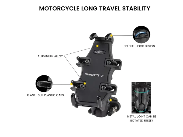 Image 4-Sided Grip Mobile Holder Mount – Black – Grandpitstop