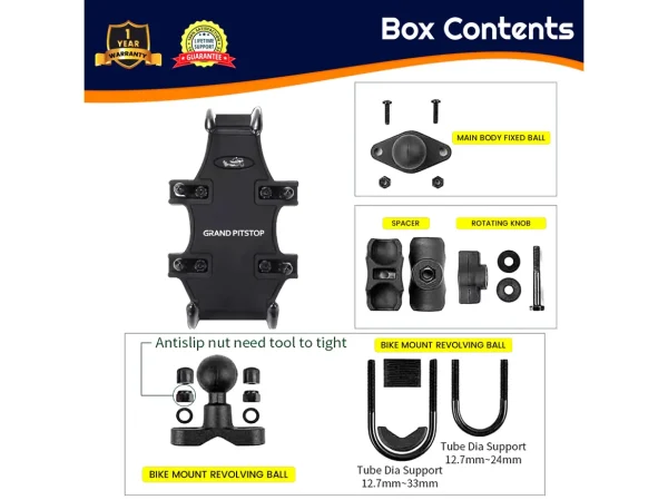 Image 4-Sided Grip Mobile Holder Mount – Black – Grandpitstop