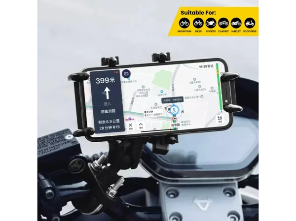 Image 4-Sided Grip Mobile Holder Mount – Black – Grandpitstop