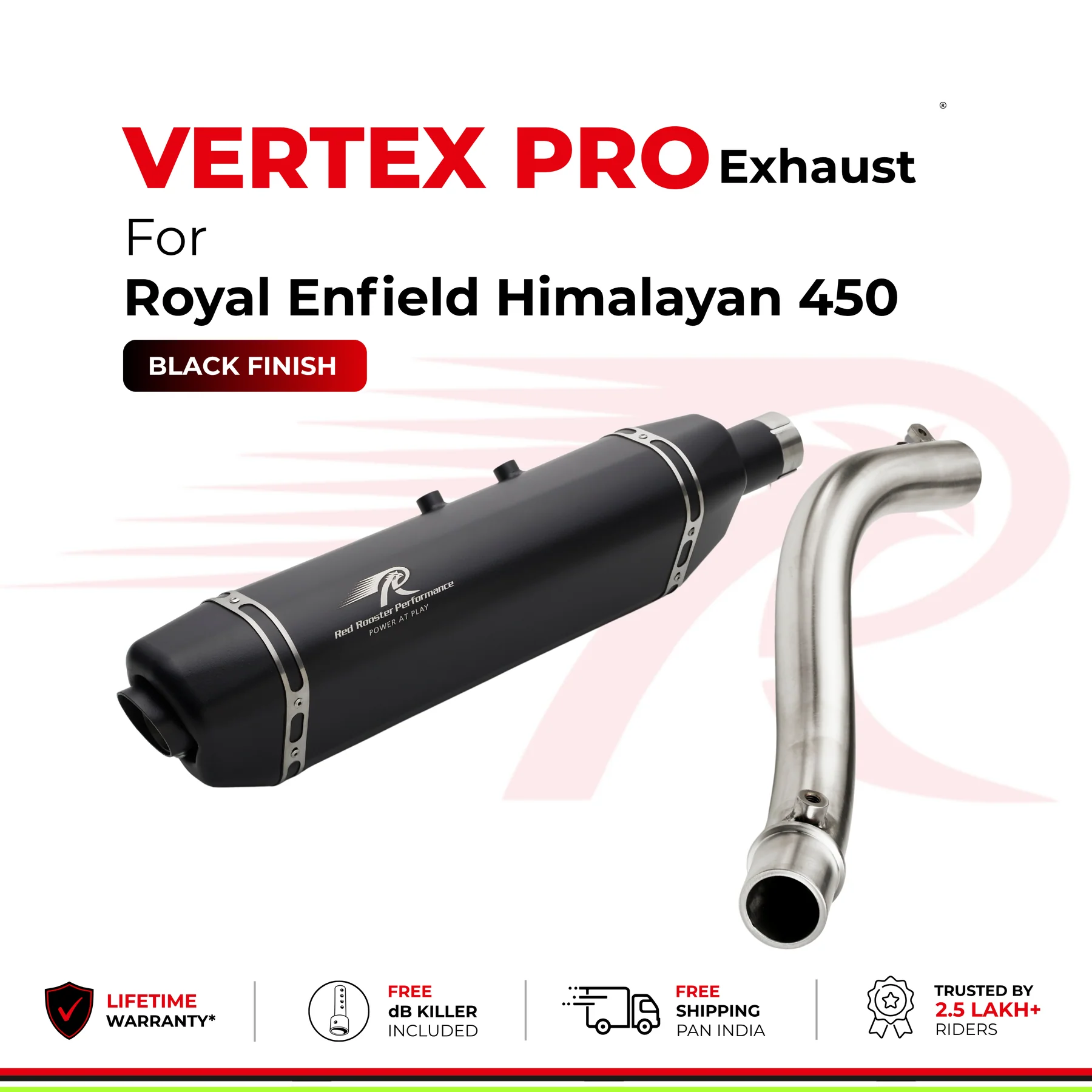 Vertex Pro Exhaust For Royal Enfield Himalayan 450 - Black Finish — изображение 3