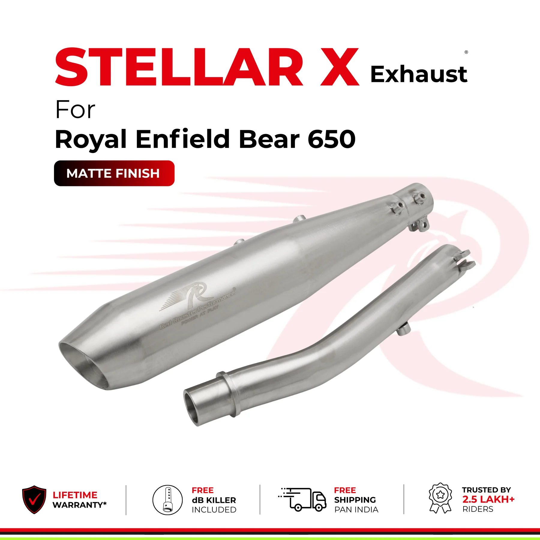 Red-Rooster Performance Stellar-X Exhaust-(Matte) For Bear-650
