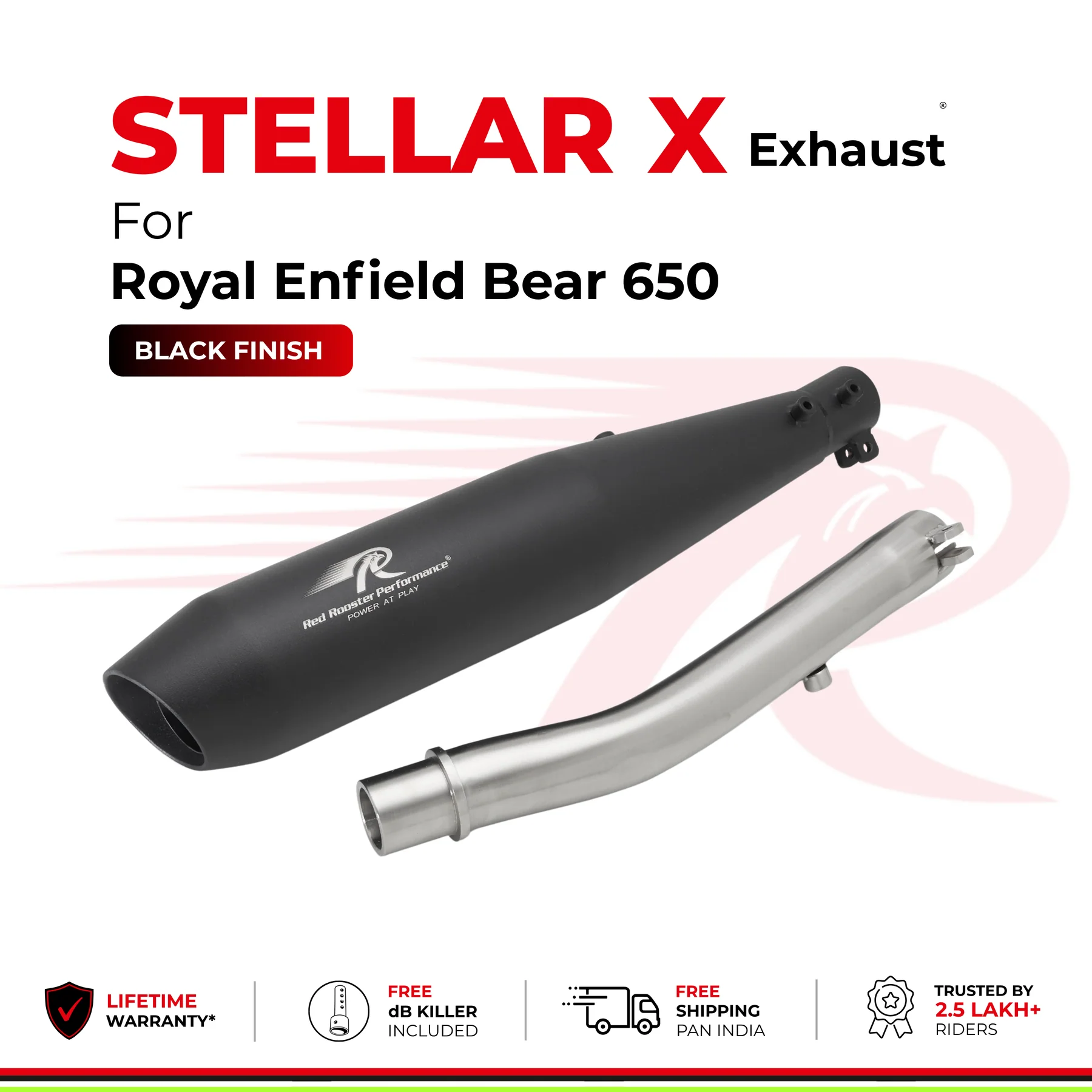 Red-Rooster Performance Stellar-X Exhaust-(Black) For Bear-650