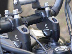 Image Premium Pull-Back (Offset) Handlebar Risers for RE Himalayan 450 – Carbon Racing