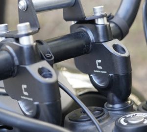 Image Premium Pull-Back (Offset) Handlebar Risers for RE Himalayan 450 – Carbon Racing