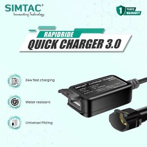 Image Simtac Rapidride Quick Charger 3.0 With Universal Fitment For Bikes & Scooters – UAC3-SL6