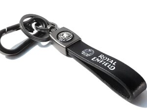 Image MAPLE Premium Leather & Metal Keychain and Keyring Compatible with Royal Enfield/Bullet (Black)