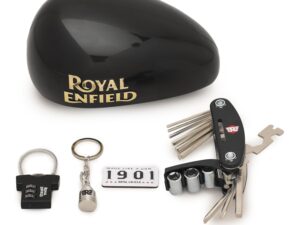 Image Royal Enfield Premium Welcome Kit wing logo piston keychain | MLG 1901 Fridge magnet | Number lock | Multi Tool allen key | For Gifitng Bike Enthusisats | Gift for man