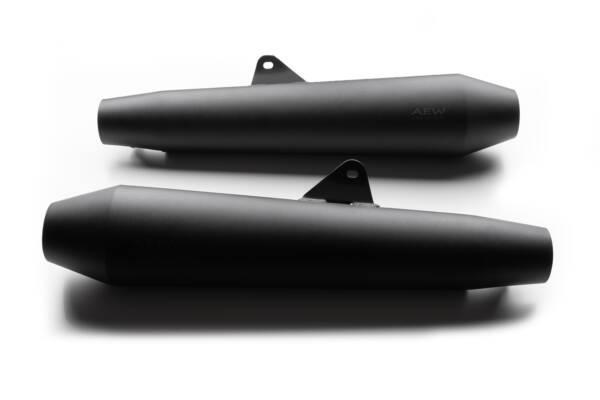 AEW Выхлоп TE 102 Megaphone для Interceptor/GT650 - STAINLESS STEEL BLACK COATED