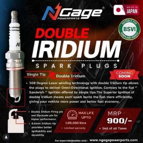 Image NGage Double Iridium Spark Plugs for RE Himalayan 450 – BN8RTIIA-9