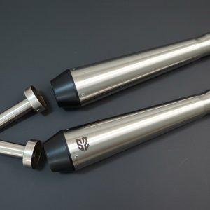 Image Adaptable Slip-On Silencer (Pair)- CONICAL TIP SLIM CANS For Royal Enfield Interceptor 650 / Continental GT 650
