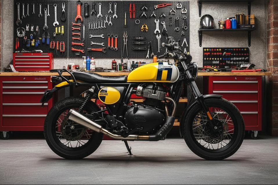 Image Royal Enfield Bear 650- Resonator Box Delete Pipe & Slip-On Exhaust Set