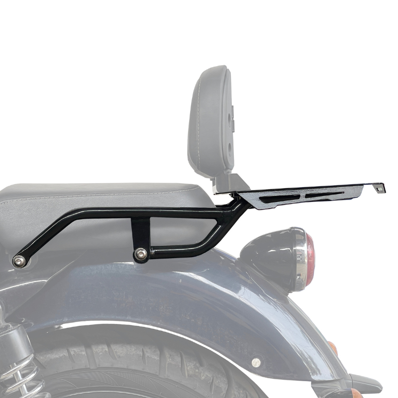 Image Auto Engina Top Rack with Backrest Adapter for Royal Enfield Meteor 350 Black