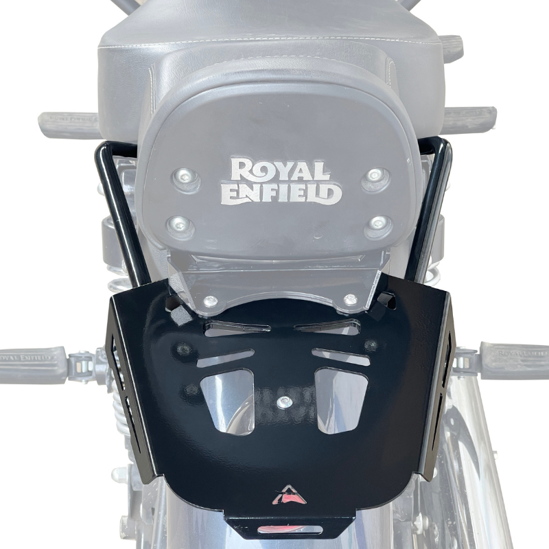 Image Auto Engina Top Rack with Backrest Adapter for Royal Enfield Meteor 350 Black