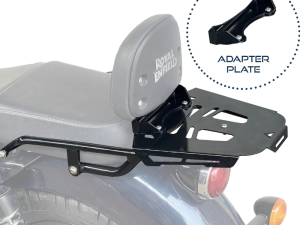 Image Auto Engina Top Rack with Backrest Adapter for Royal Enfield Meteor 350 Black