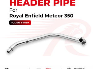 Image Red Rooster Header Pipe / Bend Pipe for Royal Enfield Meteor 350 - Polish