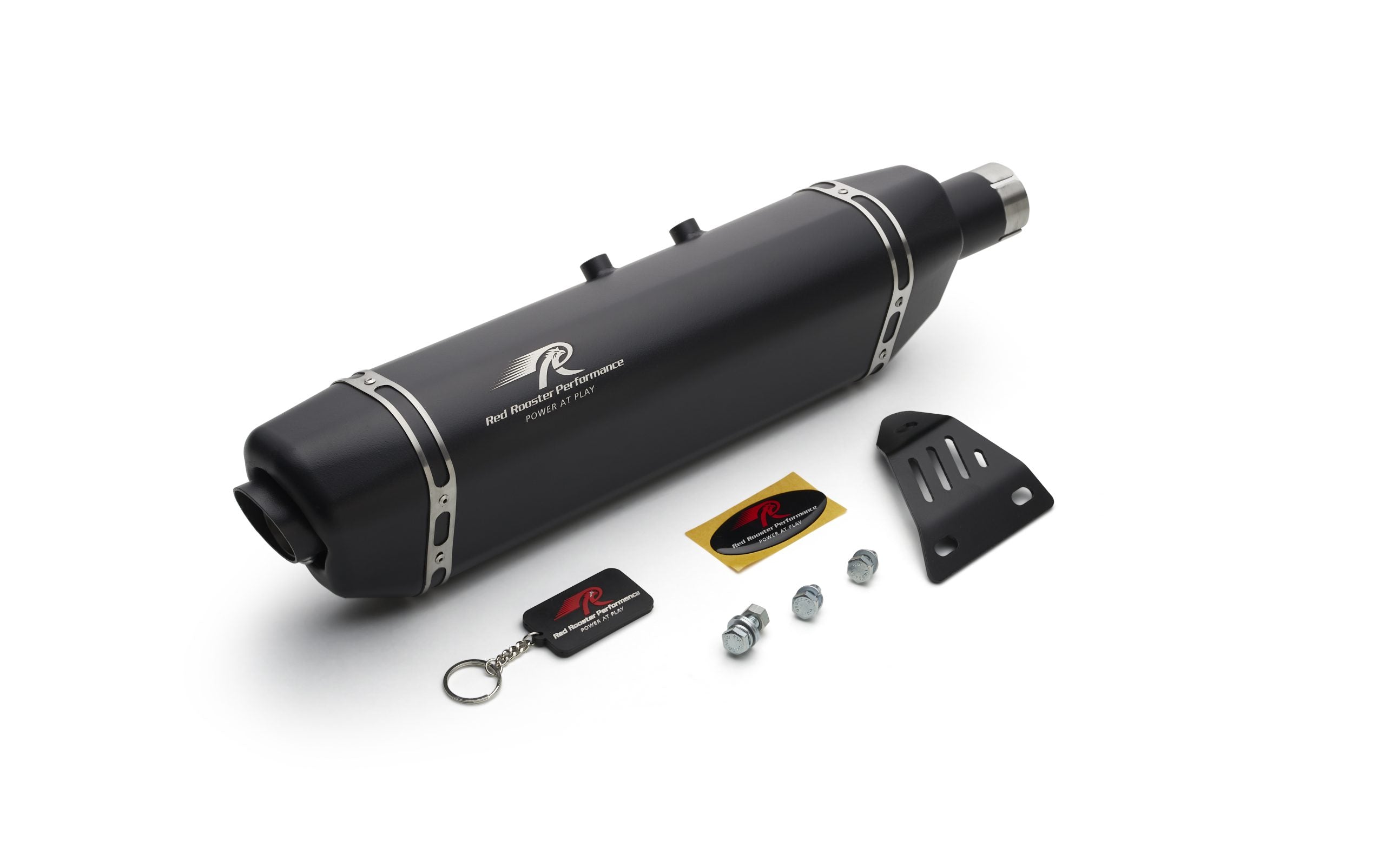 Image Red Rooster Vertex Exhaust for Royal Enfield Scram 440 - Black Finish