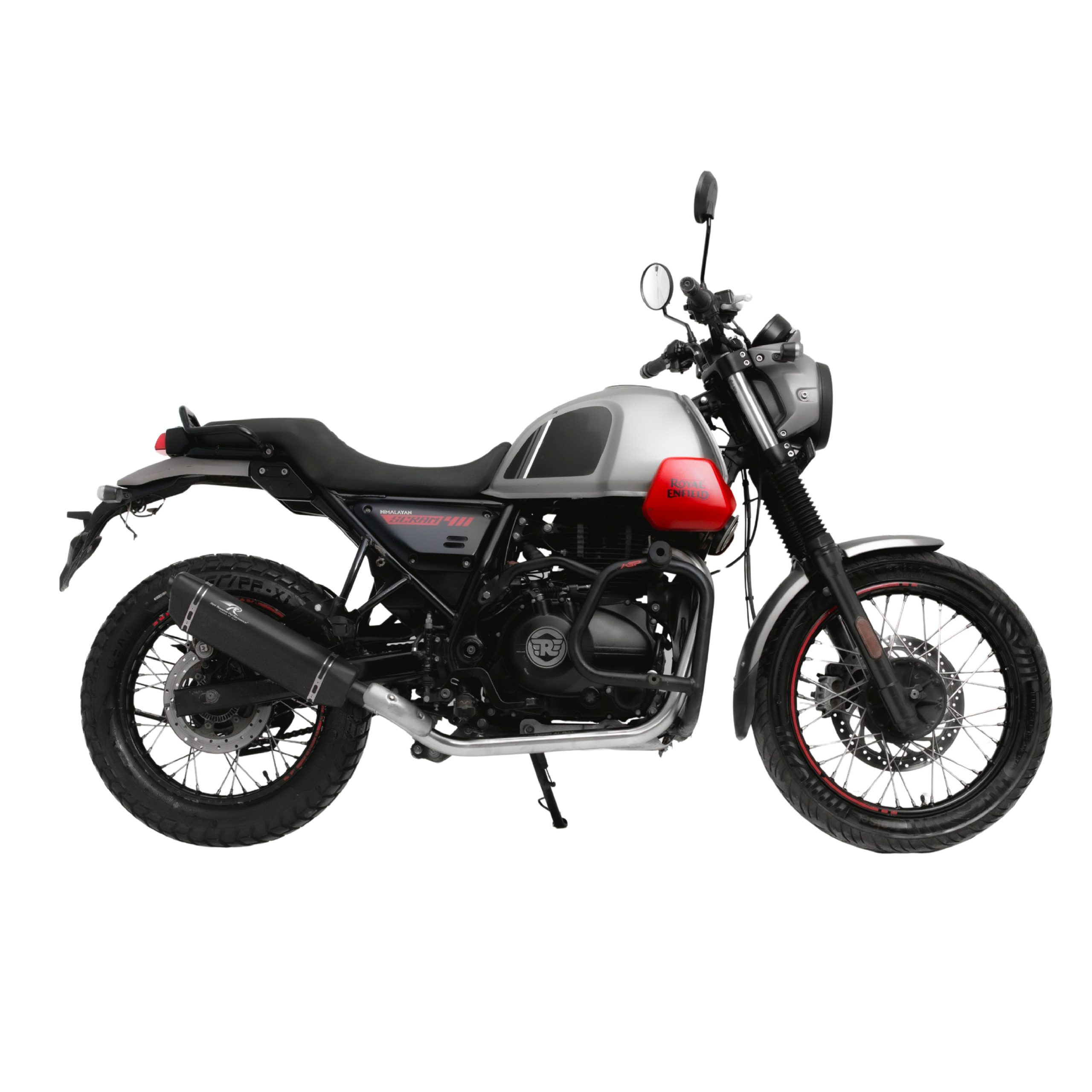 Image Red Rooster Vertex Exhaust for Royal Enfield Scram 440 - Black Finish