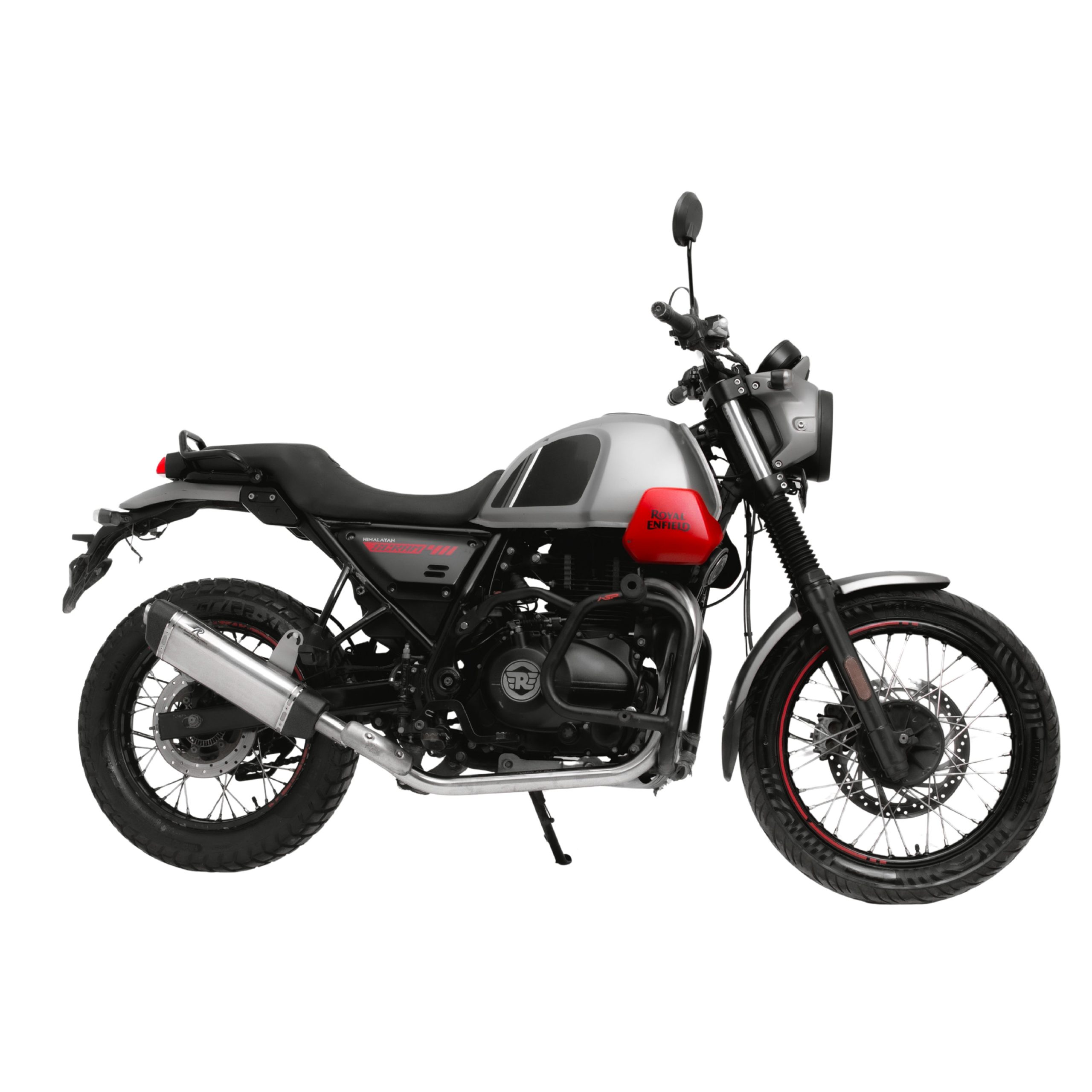 Image Red Rooster Vertex Exhaust for Royal Enfield Scram 440 - Matte Finish