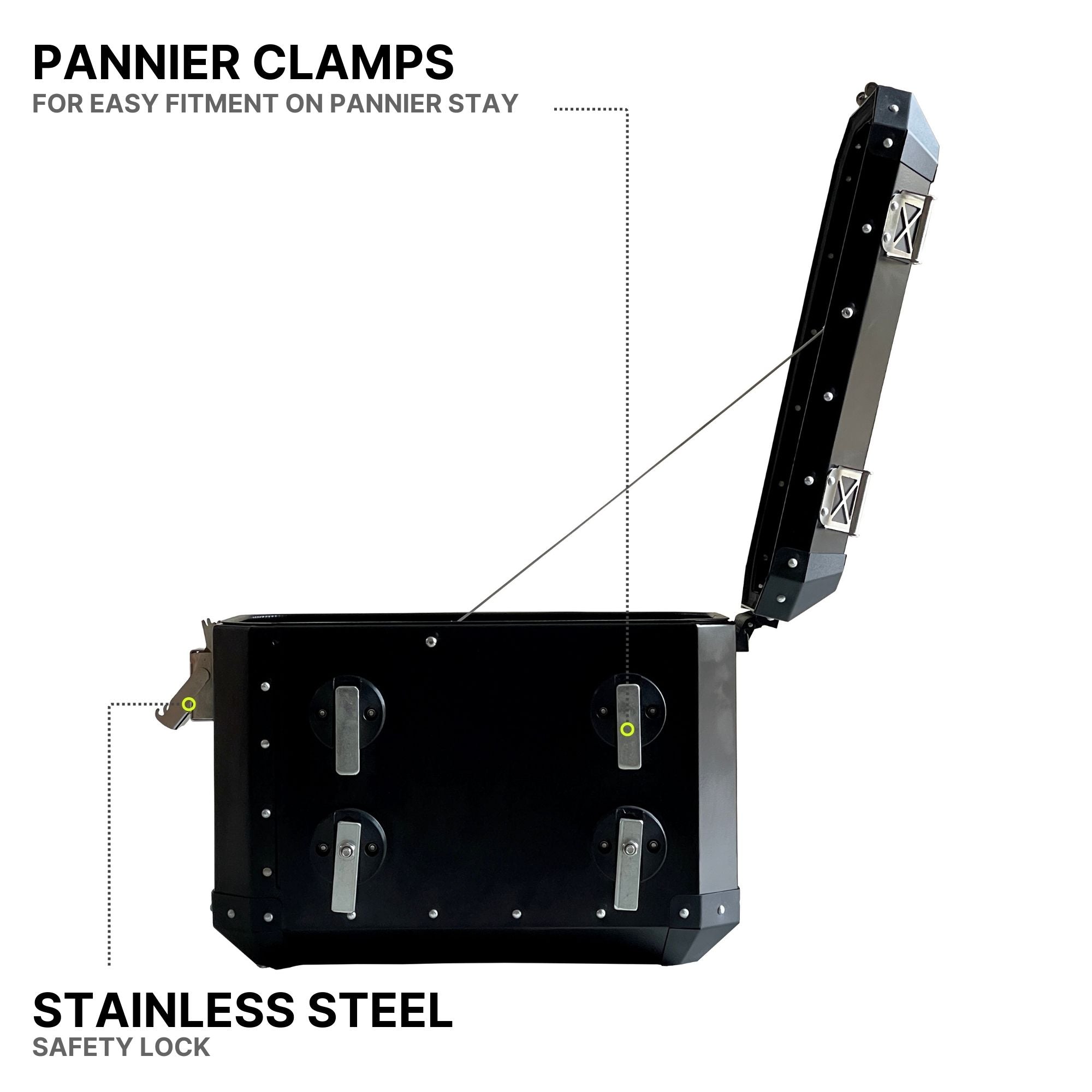 Image Auto Engina Aluminium Panniers - 72L for Royal Enfield Himalayan 411 Black