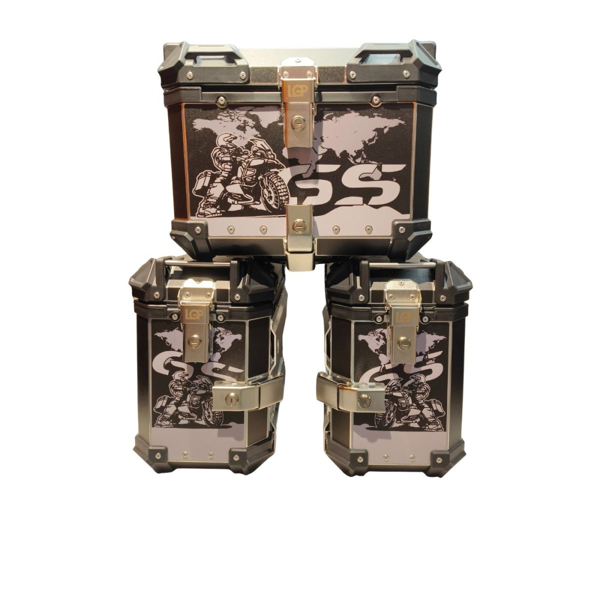 Image BMW GS Aluminium Side Panniers & Top Box 45L/38L/38L | Black