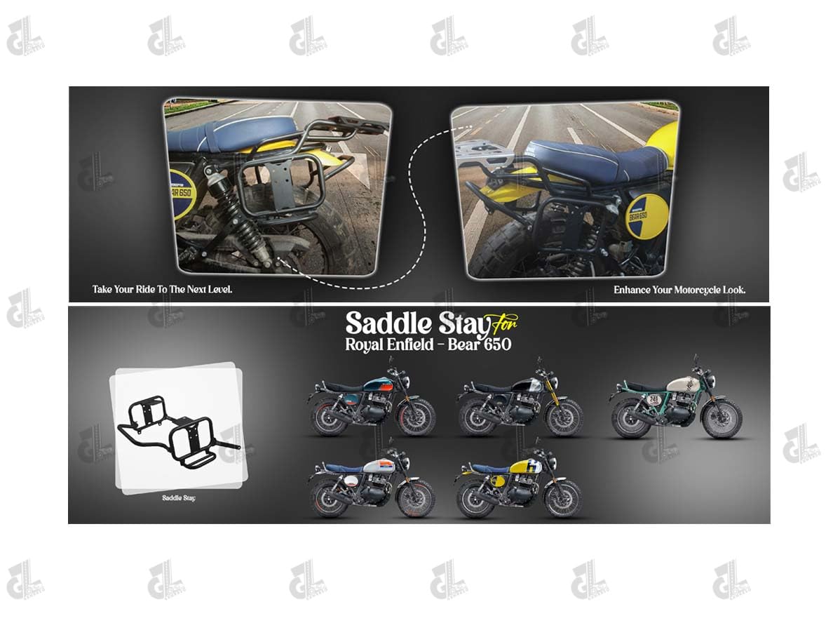 Image Black Premium Saddle Stay/Luggage Carrier/Mounting Heavy Duty/Black Power Coated/Rust Protection Pair Right & Left Both Side Compatible with Royal Enfield Bear 650 All Models