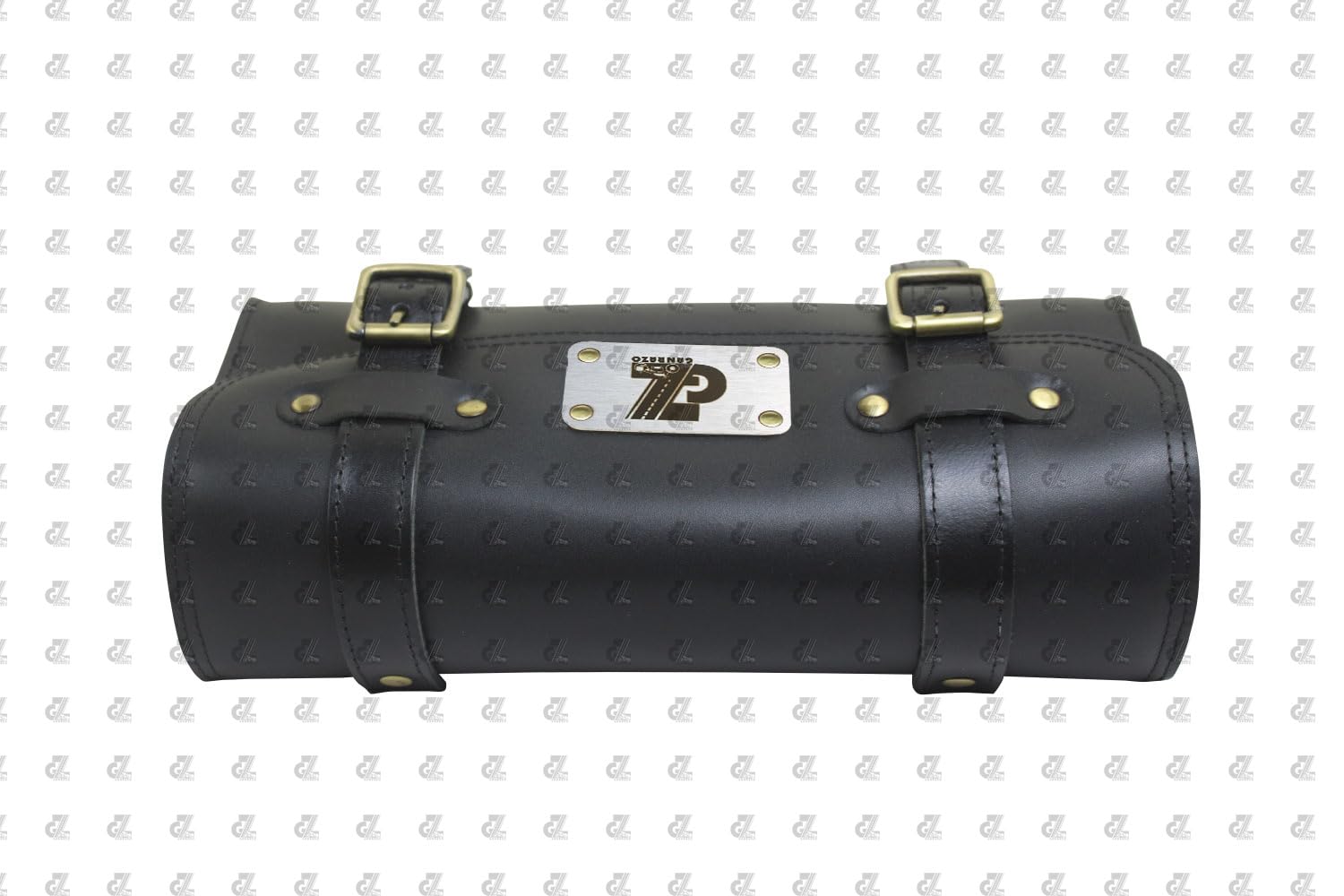 Image Premium Leather Bike Side/Rear Saddle Bag Round Style Tool Bag Storage Tool Pouch With2 Strap Compatible with Royal Enfield New Classic Reborn & Meteor 350