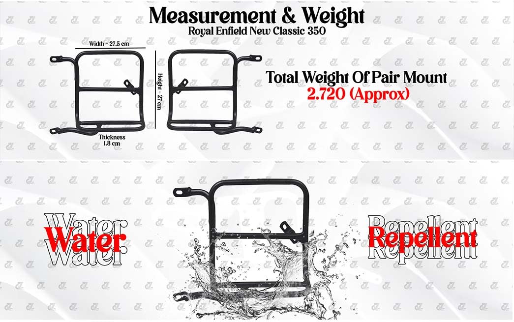 Image Canvas Premium Pannier Bag with Mild Steel Saddle Stay Compatible with Royal Enfield New Classic 350 All Models