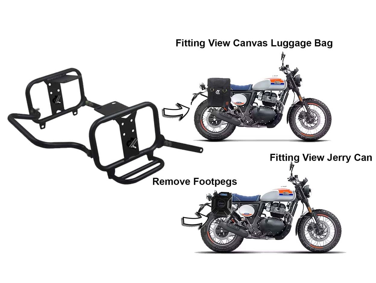 Image Black Premium Saddle Stay/Luggage Carrier/Mounting Heavy Duty/Black Power Coated/Rust Protection Pair Right & Left Both Side Compatible with Royal Enfield Bear 650 All Models