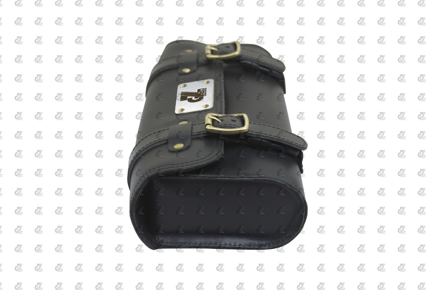 Image Premium Leather Bike Side/Rear Saddle Bag Round Style Tool Bag Storage Tool Pouch With2 Strap Compatible with Royal Enfield New Classic Reborn & Meteor 350