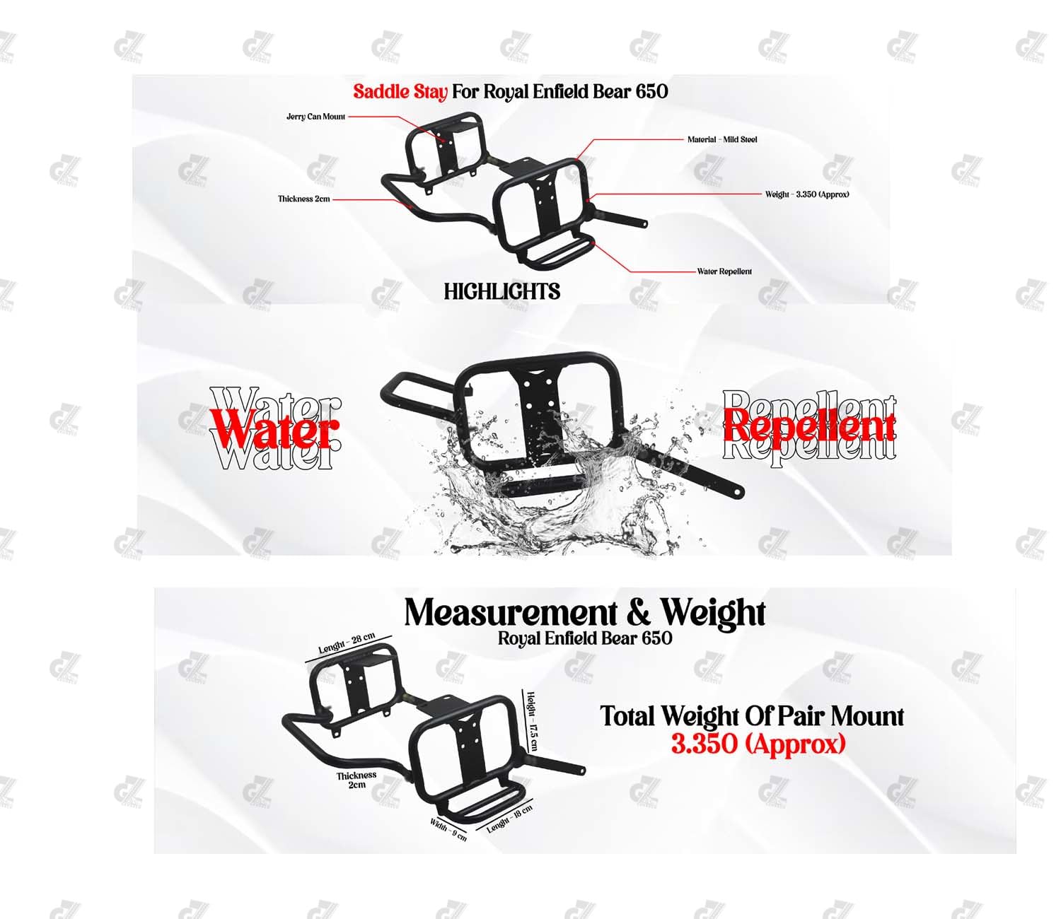 Image Black Premium Saddle Stay/Luggage Carrier/Mounting Heavy Duty/Black Power Coated/Rust Protection Pair Right & Left Both Side Compatible with Royal Enfield Bear 650 All Models